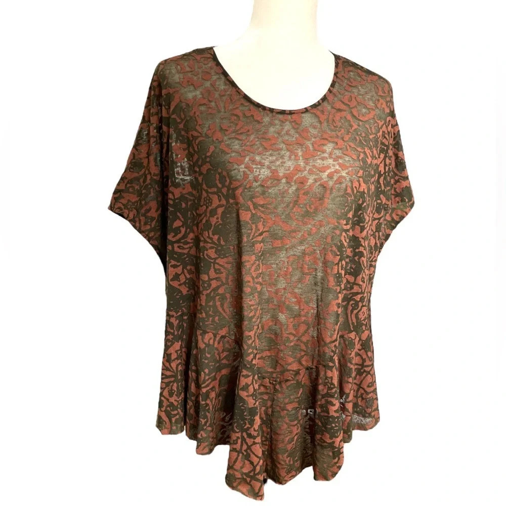 Peruvian Connection anatolia burnout short sleeve top XL - Picture 3 of 10